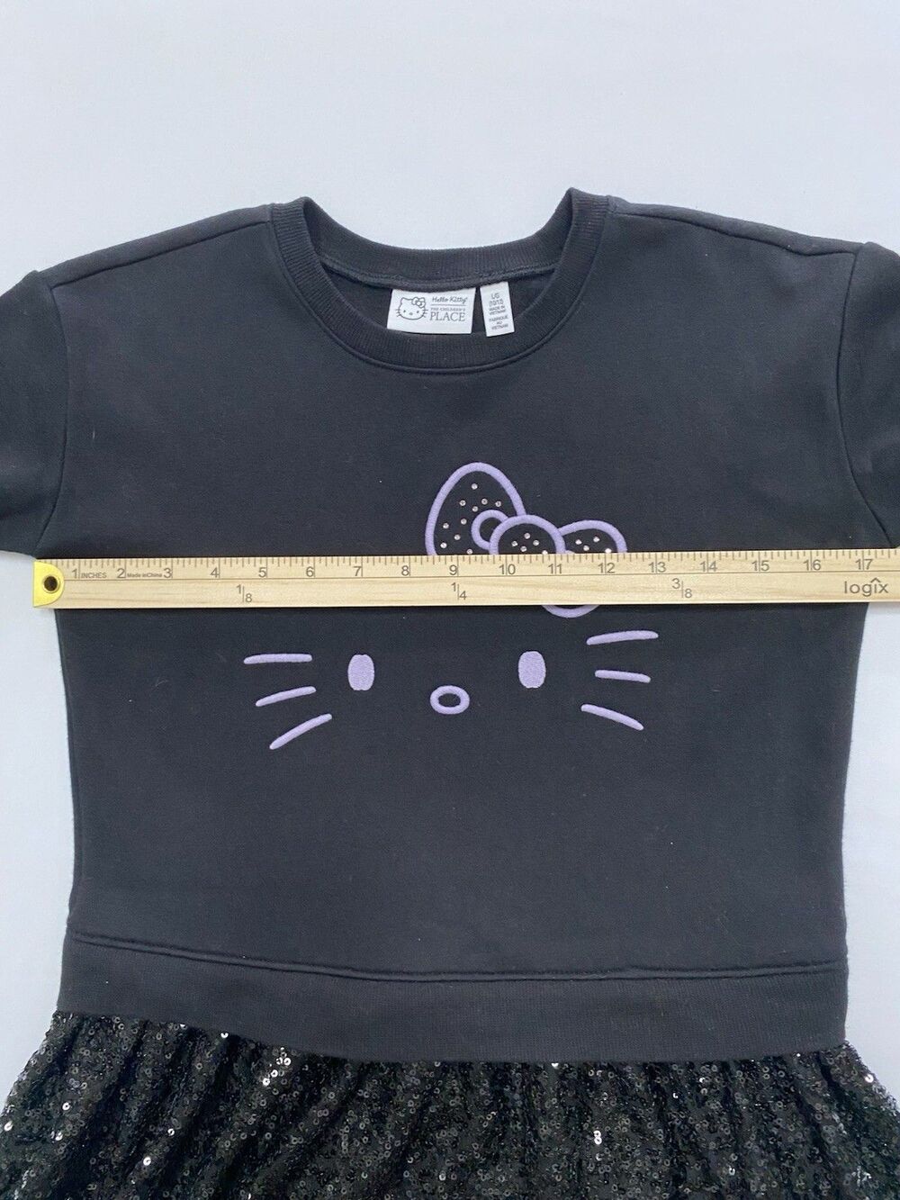 Hello Kitty The Children's Place Girls Sequin Fleece Dress - Size L (10/12) - Picture 5 of 9